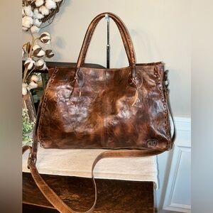 NWOT Bed Stu Leather Rockaway Shoulder Bag Crossbody Tote Teak Rustic MSRP $345